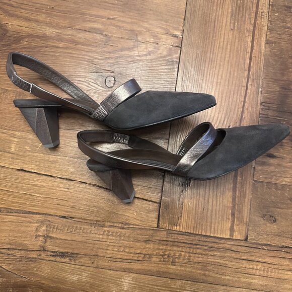 COCLICO Slingback pumps in grey suede and metallic leather! Size 38.5 - Picture 5 of 8